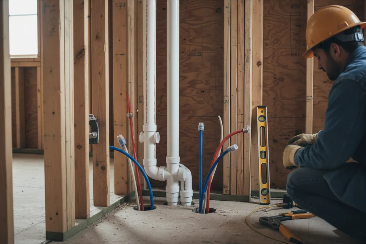 Drain and supply rough-in during Garbage Disposal Repair in Abell